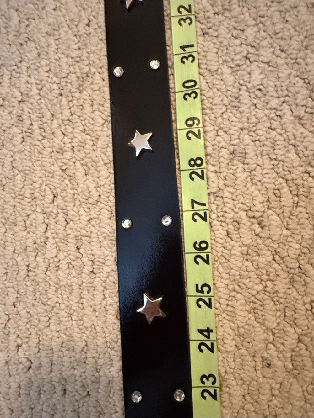 Guess Black Leather Star-Studded Belt with Silver Buckle - Picture 6 of 15